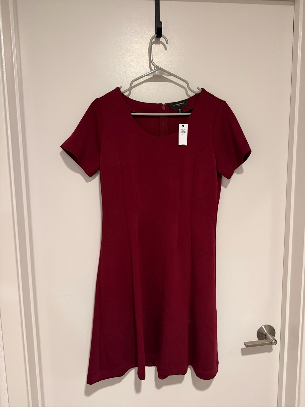 Banana Republic Short Sleeve A-Line Dress - Burgundy